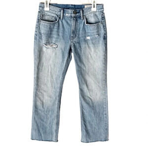 ALLSAINTS Jeans Women's 27 Serene Cropped Kick Flare Distressed Raw Hem